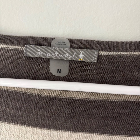 Smartwool Brown Cream Multi Striped V Neck Sweater Merino Wool - Picture 5 of 14
